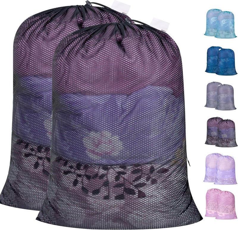 Heavy Duty Diamond Mesh Laundry Bag, 30"x36"| 2 Pack, Black - Image 2