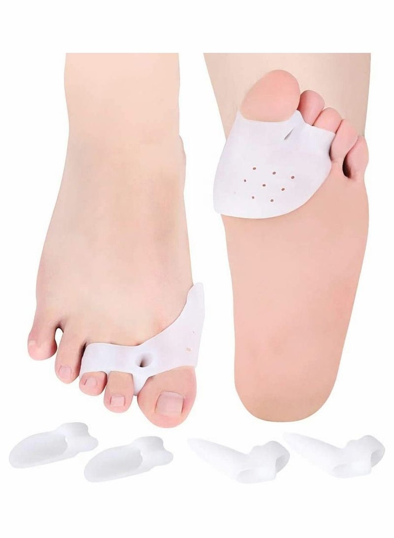 Excefore مجموعة العناية بإبهام القدم الأروح وتصحيح انحراف إبهام القدم، وتقويم إصبع القدم الكبير، وفاصل إصبعين وواقي إصبع القدم الثلاثي للرجال والنساء، وتسكين الألم والفصل - Image 1