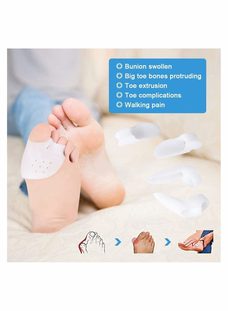 Excefore مجموعة العناية بإبهام القدم الأروح وتصحيح انحراف إبهام القدم، وتقويم إصبع القدم الكبير، وفاصل إصبعين وواقي إصبع القدم الثلاثي للرجال والنساء، وتسكين الألم والفصل - Image 2