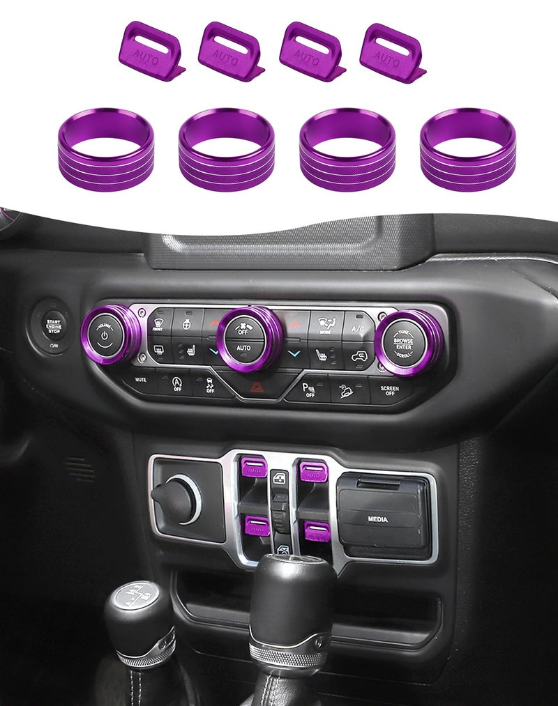 Hoolcar Window Switch Button Cover Volume Radio Air Conditioner Headlight Switch Knob Cover Compatible with Jeep Wrangler JL JLU 20182025  Gladiator JT Accessories Purple