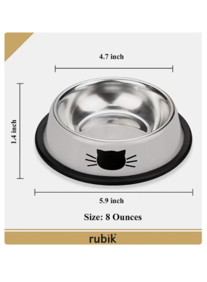 روبيك أوعية طعام للقطط من الفولاذ المقاوم للصدأ مكونة من قطعتين رمادي 5.9x1.4x4.7 سم - Image 4
