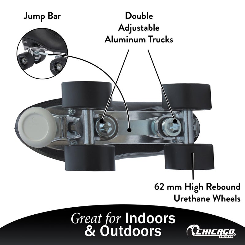 CHICAGO Skates Men's Premium Leather Lined Rink Roller Skate - Classic Black Quad Skates - Image 3