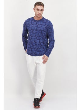 Sun Stone Men Crew Neck Paisley Print Sweatshirt, Navy  - Image 2
