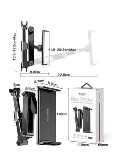 Yesido C117 Car Tablet Headrest Mount Tablet Holder for Car Seat 360 Degree Rotation Compatible with 4.7inch to 12.9 inch, Compatible with Tablets/iPhone 13/iPads/Smartphones  - Image 5