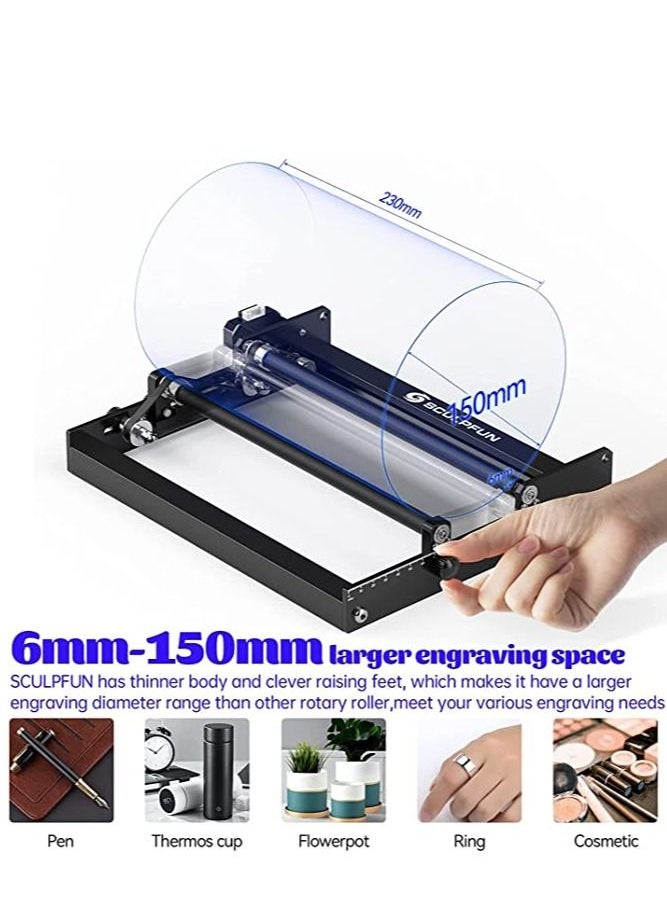 SCULPFUN - SCULPFUN Laser Engraver Rotary Roller, 360° Laser Machine Y-axis Rotary Module, Rotary Attachment for Carving Cylindrical Objects Cans, Tumbler Rotator Compatible with Most Laser Engraving Machine - Image 1