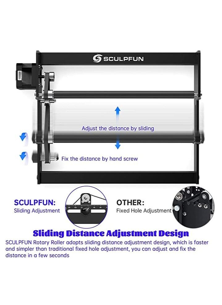 SCULPFUN - SCULPFUN Laser Engraver Rotary Roller, 360° Laser Machine Y-axis Rotary Module, Rotary Attachment for Carving Cylindrical Objects Cans, Tumbler Rotator Compatible with Most Laser Engraving Machine - Image 1