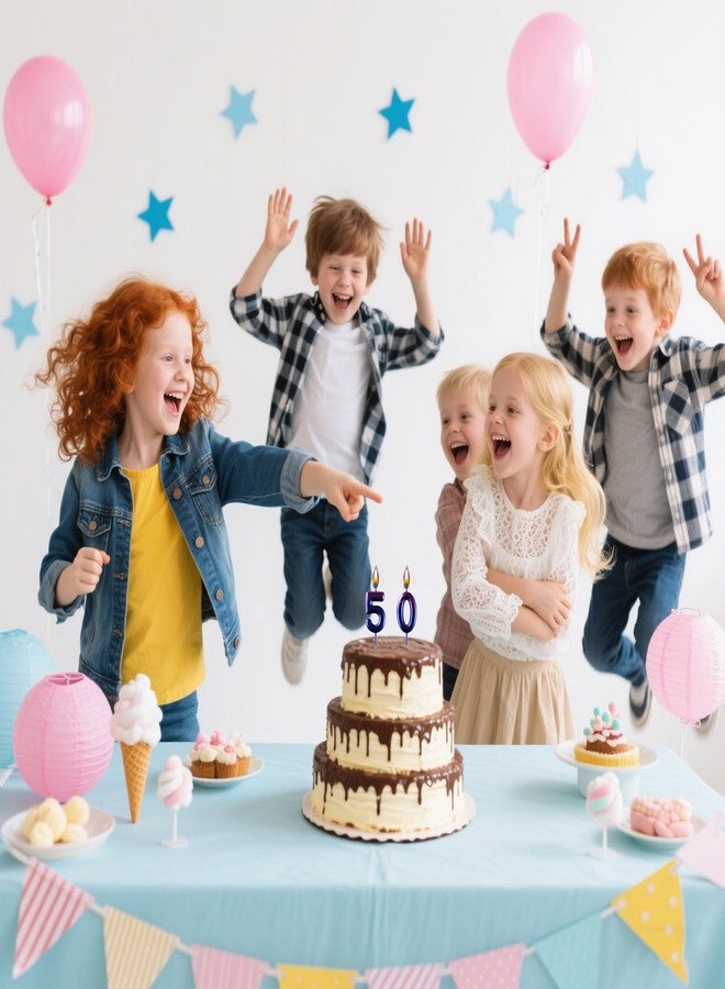 AOOLADA 50 Birthday Candle, 50th Cake Candles, Number 50 Birthday Candles for Cake Topper Decoration, Blue - Image 5