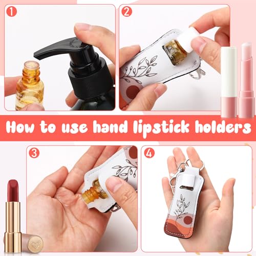 Cosblank 6 Pcs Boho Lip Balm Sleeve Keychain Lipstick Holder Key Chain with Portable Clip Lip Gloss Pouch Keychain for Women Graduation Travel Accessory Stocking Stuffers Gifts - Image 3