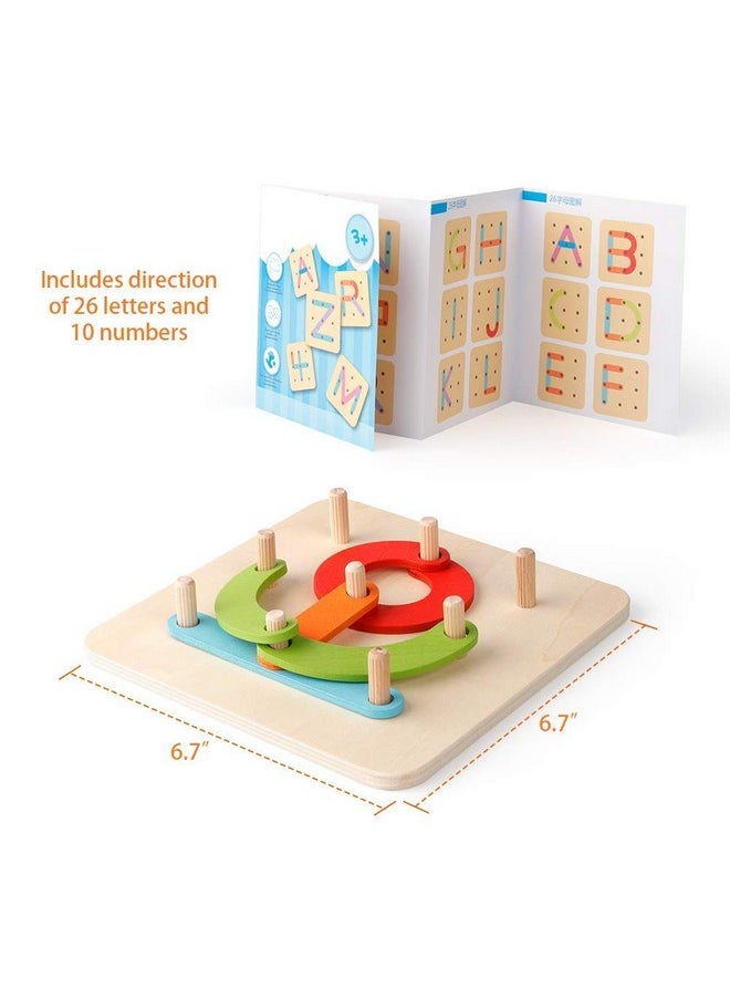 Coogam - Coogam Wooden Letter Number Construction Puzzle Educational Stacking Blocks Toy Set Shape Color Sorter Pegboard Activity Board Sort Game for Kids Gift Preschool Learning STEM Toy - Image 1