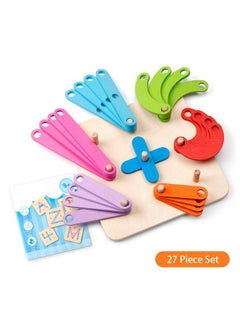Coogam Coogam Wooden Letter Number Construction Puzzle Educational Stacking Blocks Toy Set Shape Color Sorter Pegboard Activity Board Sort Game for Kids Gift Preschool Learning STEM Toy  - Image 4