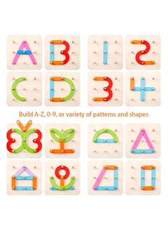 Coogam Coogam Wooden Letter Number Construction Puzzle Educational Stacking Blocks Toy Set Shape Color Sorter Pegboard Activity Board Sort Game for Kids Gift Preschool Learning STEM Toy  - Image 2