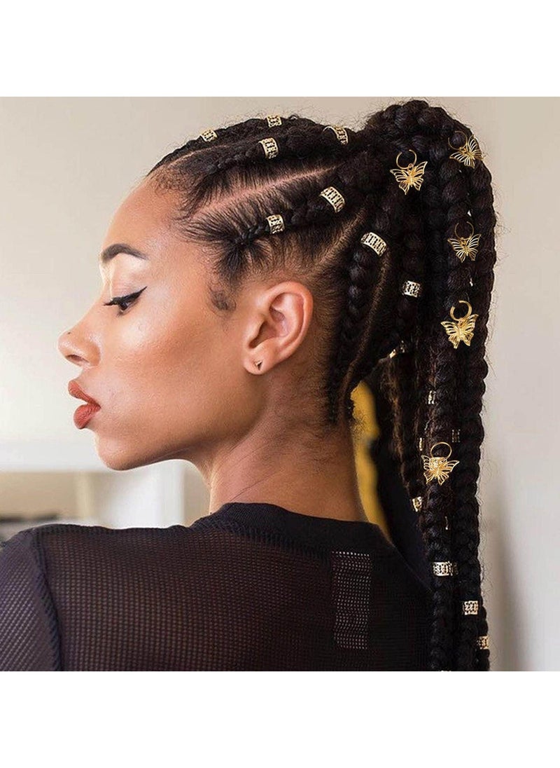 Golden Butterfly Hair Clips and Charms for Dreadlocks - 12PCS Gold Hair Jewelry Accessories for Women, Perfect for Braids with Butterfly Rings and Cuffs. - Image 5