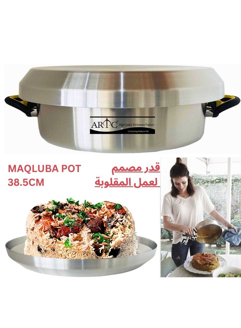 ARTC Single Piece Maqluba Multi-Purpose Pure Thick Aluminum Pot And Tray, Upside Down Palestinian Lamb Rice Dish Cooking pot, Releases Easy And Keeps shape 30.5cm - Image 4