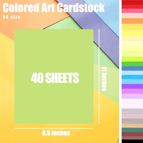 Koogel 40Sheets Colored Cardstock, 30 Assorted Colors Construction Paper Printer Paper, 65 lb/180 GSM Card Stock for Printing, DIY Card Making, Craft Supplies for Kids, School Supplies - Image 2