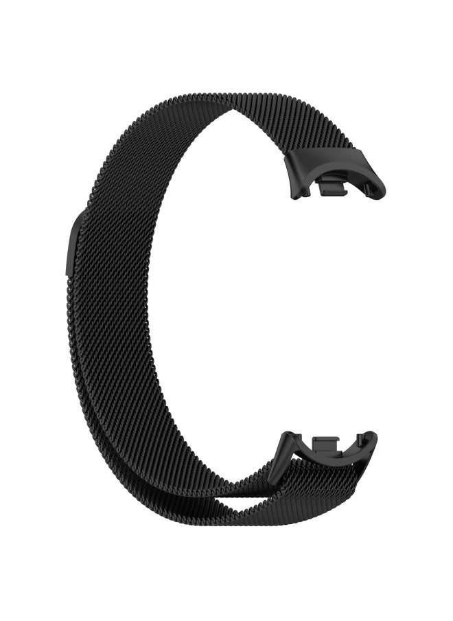 Generic - For Mi Band 9 Strap For XiaomiSmart Band8 Magnetic Loop Milanese Metal Wristband-Color:Black - Image 1