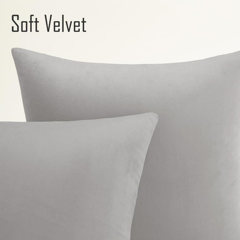 QUORGVES Decorative Light Grey Pillow Covers 22x22 Inch Pack of 2 Light Grey Throw Pillows for Couch Living Room Bed Bedroom Soft Decor Velvet Square Light Gray Throw Pillow Covers 22 x 22 - Image 2