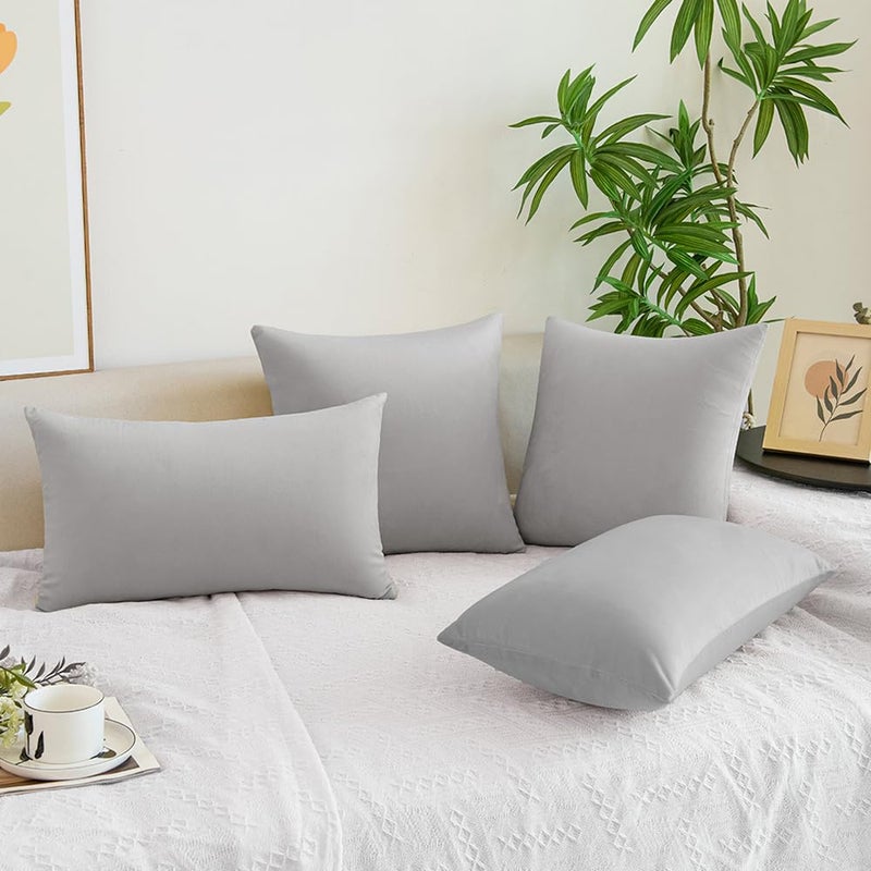 QUORGVES Decorative Light Grey Pillow Covers 22x22 Inch Pack of 2 Light Grey Throw Pillows for Couch Living Room Bed Bedroom Soft Decor Velvet Square Light Gray Throw Pillow Covers 22 x 22 - Image 4