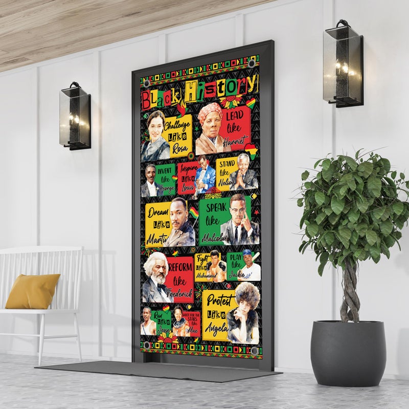 EoBeCy Black History Month Door Decorations, Black History Collage Door Cover, Inspirational Quote Banner Backdrop for Classroom School Celebration Party Decor (71" x 35") - Image 4