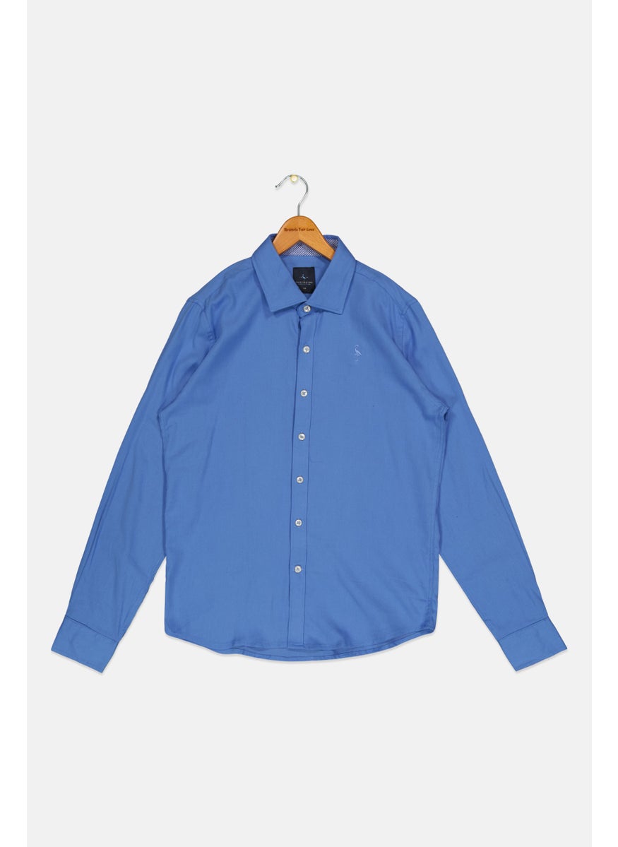 Tailorbyrd Kids Boy Solid Long Sleeves Casual Shirt, Blue  - Image 1