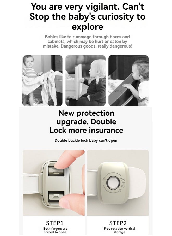 Beauenty 5 Pack Child Proof Refrigerator Lock, Fridge Locks for Kids with Sticky Adhesive Pads, Child Safety Locks for Doors, RV Refrigerator, Oven Lock Child Safety Baby Cabinet Locks  - Image 2