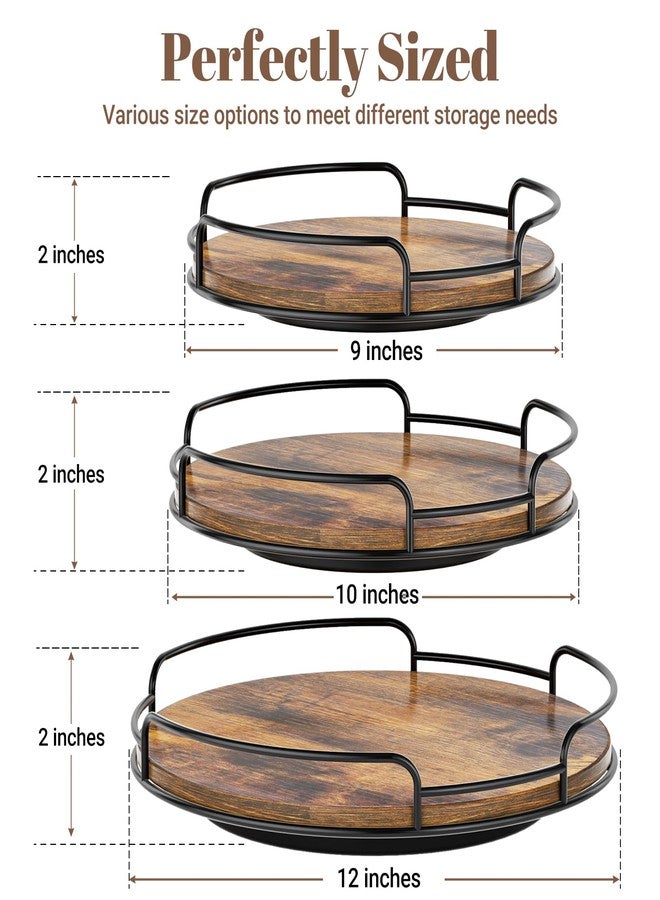 WOWBOX 9" Lazy Susan Organizer for Table Top Rotating Spice Rack Organizations Wood Lazy Susan Turntable Organizer for Cabinet Kitchen Pantry Countertop Bathroom Vanity - Image 2