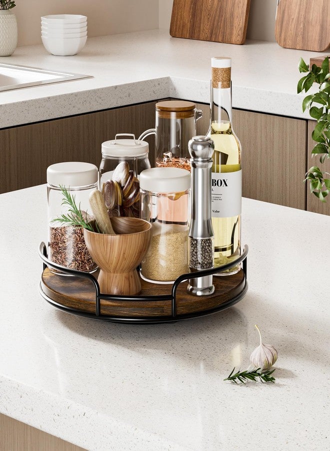 WOWBOX 9" Lazy Susan Organizer for Table Top Rotating Spice Rack Organizations Wood Lazy Susan Turntable Organizer for Cabinet Kitchen Pantry Countertop Bathroom Vanity - Image 3