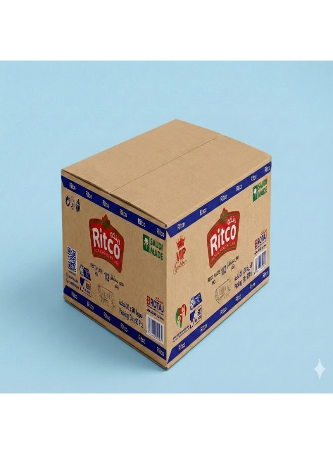 Ritco Carton Of Rectangular Plastic Plates, Size 1/2 (1500 Plates/Carton) - Image 1