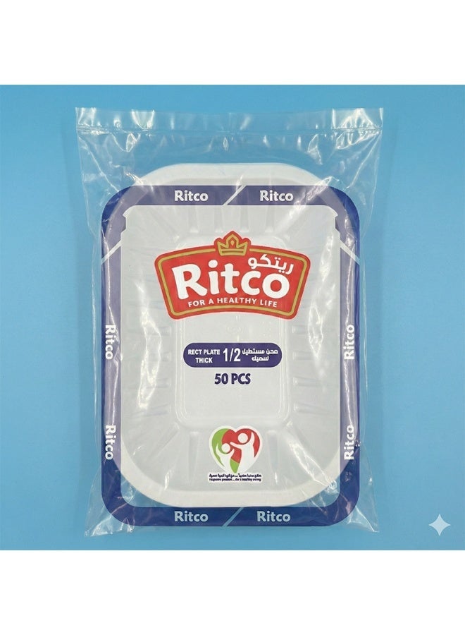 Ritco Carton Of Rectangular Plastic Plates, Size 1/2 (1500 Plates/Carton) - Image 2