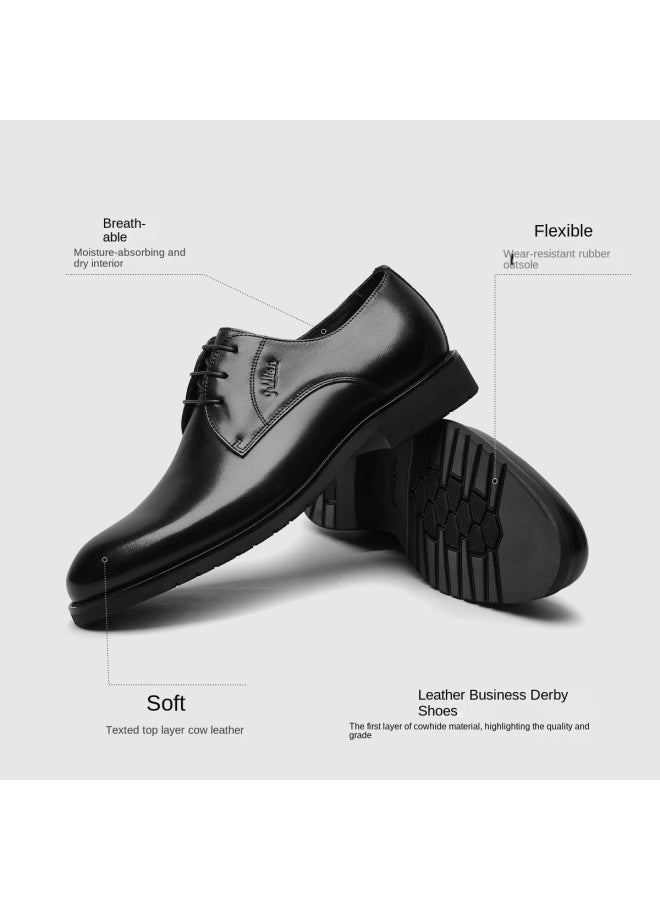 Goldlion Qixi Gift Soft Calfskin Leather Lined Derby Shoes Men's Business Casual Leather Lace-up Wedding Shoes Men's Dress Shoes - Image 3