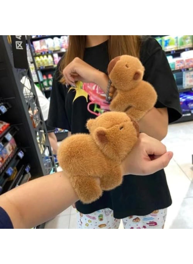 Capybara Plush Toy,Stuffed Animals Slap Bracelet,Plush Animal Wristband,Capybara Doll Gift for Boys and Girls,Capybara Slap Rings,Cute Capybara Stuffed Toy, Home Decoration (2Pcs)  - Image 4