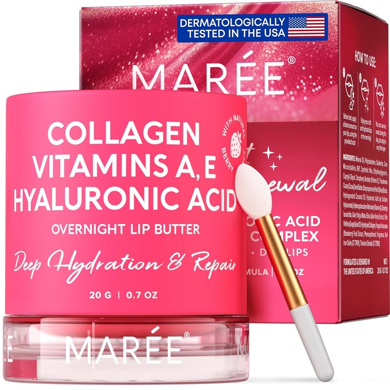 MAREE Lip Mask with Hyaluronic Acid  Overnight Butter Balm  Moisturizer for Very Dry Lips  Hidratante de Labios Care Hydration