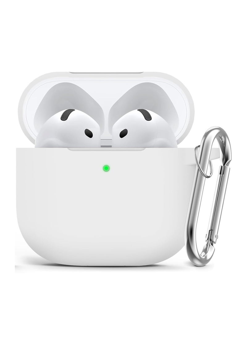 ACLIX Silicone Case For AirPods 4, Anti-Shock, Anti-Drop, Anti-Dust, Visible LED Light, Protective Cover, Compatible With AirPods 4th Generation 2024 (White) - Image 1