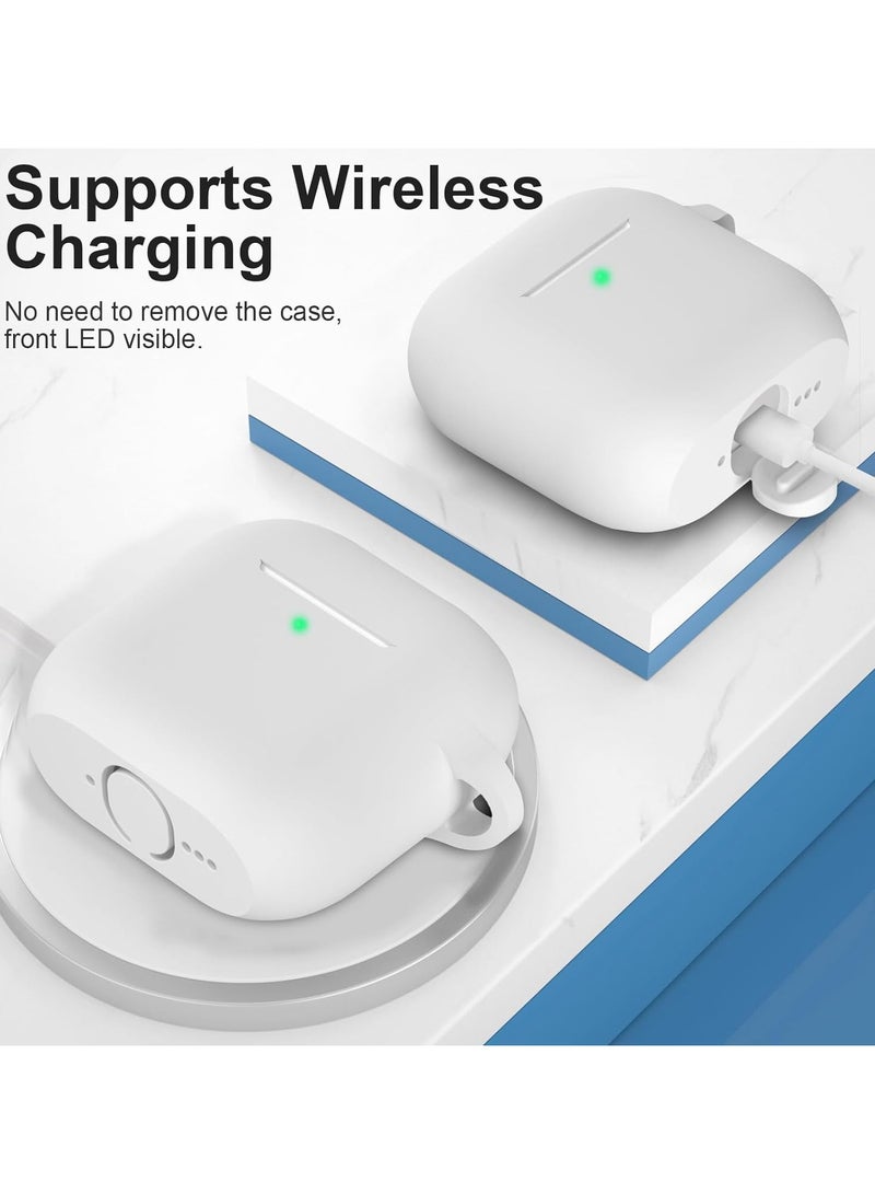 ACLIX Silicone Case For AirPods 4, Anti-Shock, Anti-Drop, Anti-Dust, Visible LED Light, Protective Cover, Compatible With AirPods 4th Generation 2024 (White) - Image 2