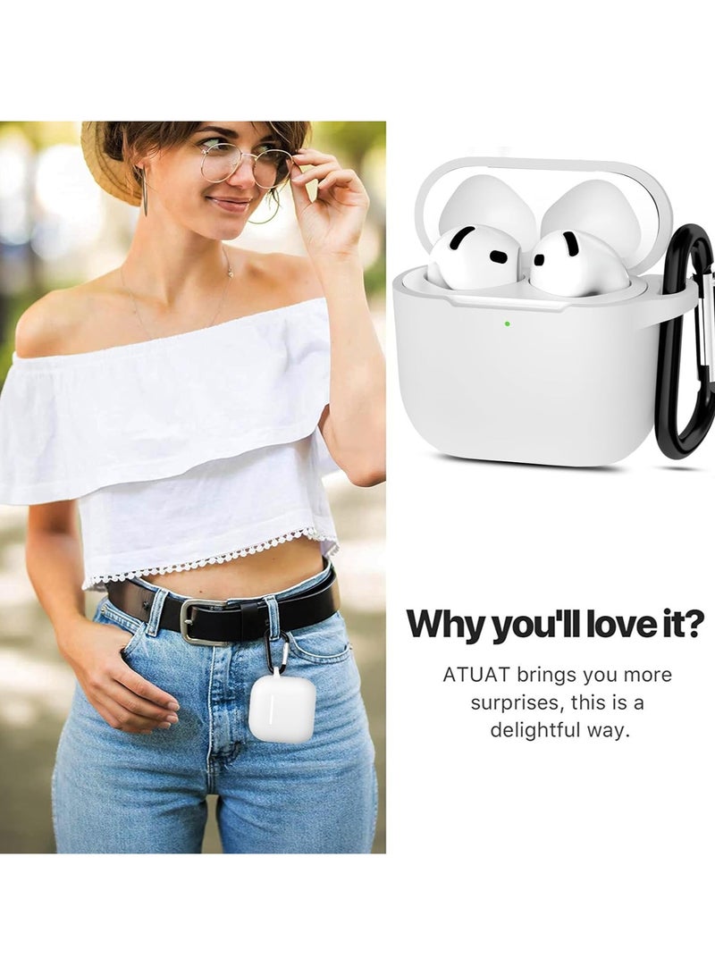 ACLIX Silicone Case For AirPods 4, Anti-Shock, Anti-Drop, Anti-Dust, Visible LED Light, Protective Cover, Compatible With AirPods 4th Generation 2024 (White) - Image 5