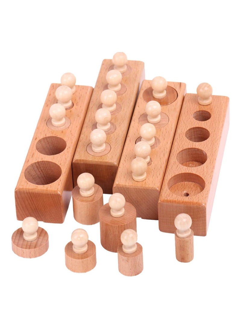 Goolsky Montessori Knobbed Cylinder Socket Montessori Materials Wooden Cylinders Ladder Blocks Educational Wooden Toy Montessori Education Toy Family Version - Image 1