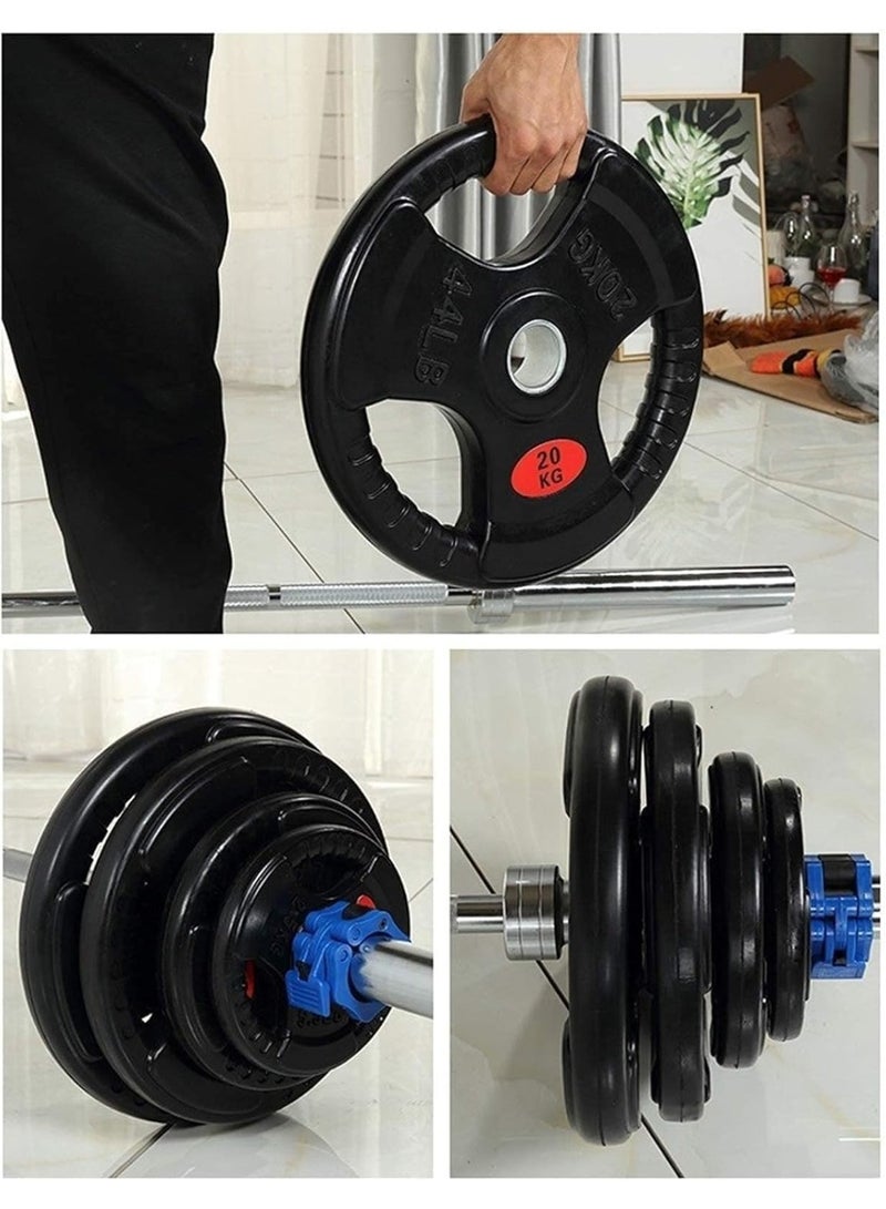 Olympic Barbell Weight Plates Pair – Rubber Coated Cast Iron Gym Weights 50mm Aperture – Dumbbell/Barbell Discs for Strength Training, Muscle Building, Home Gym & Workout (2 PCS) - Image 5