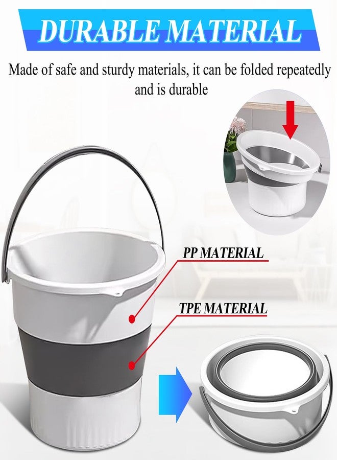 INVODA Collapsible Bucket 2PCS-1.3 Gal/5L and 4.5 Gal/17L Tub Household Cleaning Mop Buckets Foldable Water Bucket for Car Wash Fishing Camping Beach (2PCS White) - Image 4