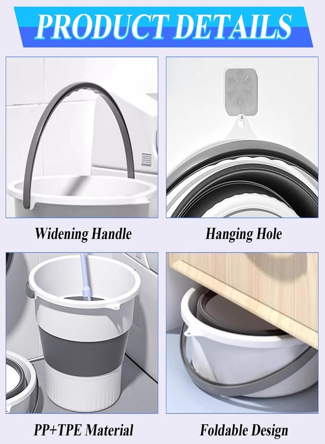 INVODA Collapsible Bucket 2PCS-1.3 Gal/5L and 4.5 Gal/17L Tub Household Cleaning Mop Buckets Foldable Water Bucket for Car Wash Fishing Camping Beach (2PCS White) - Image 3