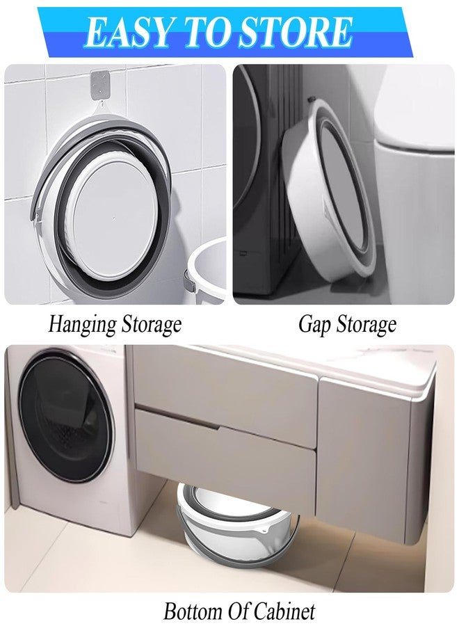INVODA Collapsible Bucket 2PCS-1.3 Gal/5L and 4.5 Gal/17L Tub Household Cleaning Mop Buckets Foldable Water Bucket for Car Wash Fishing Camping Beach (2PCS White) - Image 5