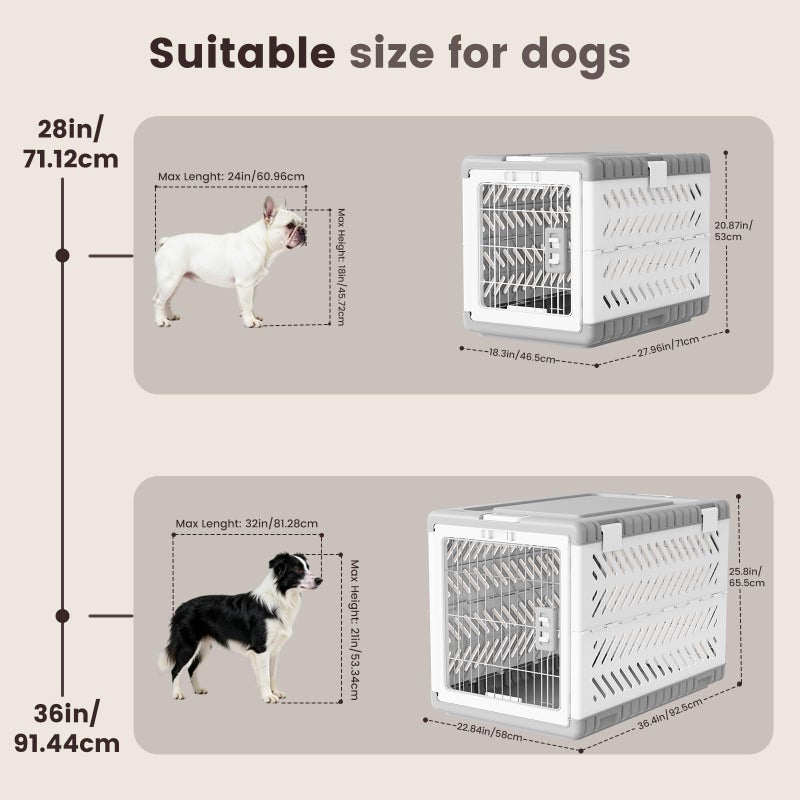 Gardner Pet Collapsible Dog Crate for Medium/Small Dogs - 28" L Foldable Dog Cage No-Tool Assembly, Travel Dog Crate with 2 Wheels - Easy to Carry, Space-Saving, Indoor Outdoor Use - Image 3