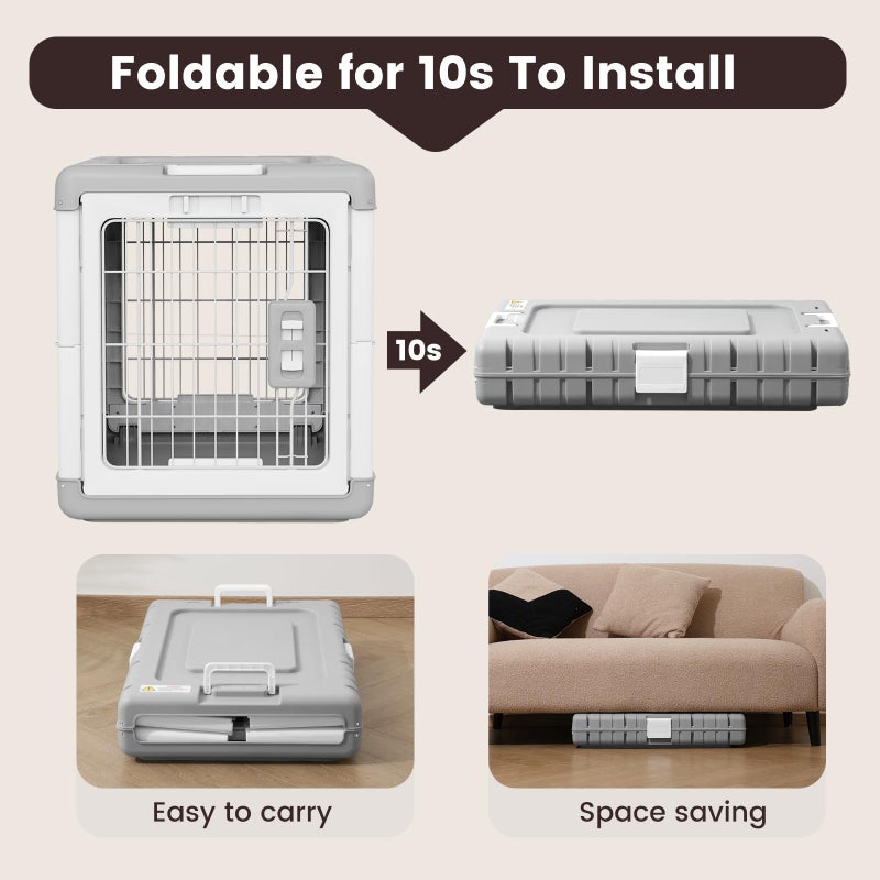 Gardner Pet Collapsible Dog Crate for Medium/Small Dogs - 28" L Foldable Dog Cage No-Tool Assembly, Travel Dog Crate with 2 Wheels - Easy to Carry, Space-Saving, Indoor Outdoor Use - Image 5