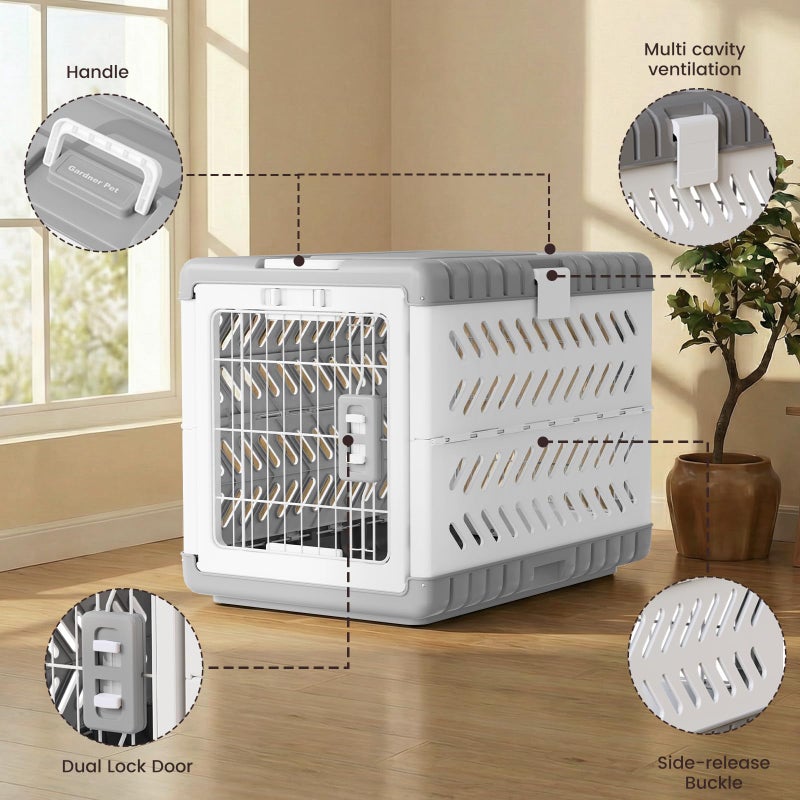 Gardner Pet Collapsible Dog Crate for Medium/Small Dogs - 28" L Foldable Dog Cage No-Tool Assembly, Travel Dog Crate with 2 Wheels - Easy to Carry, Space-Saving, Indoor Outdoor Use - Image 2