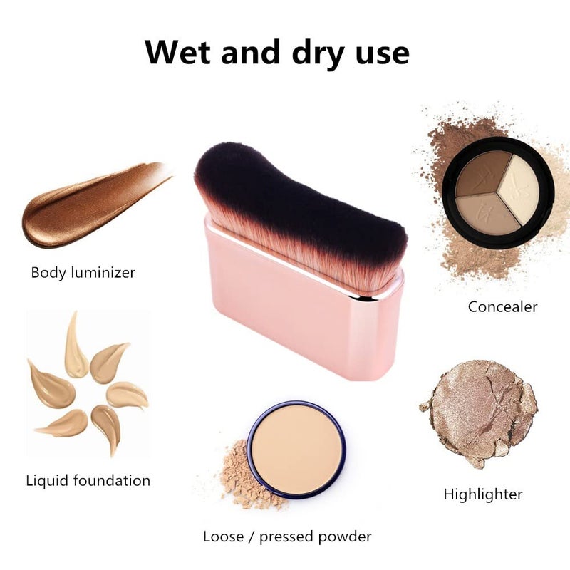 Professional Body Makeup Brush for Blending Liquid Foundation High Density Face Kabuki Brush for Body Highlighter Bronzer Shimmer Glow Concealers Cream Powder Body Brush (Rose gold) - Image 4