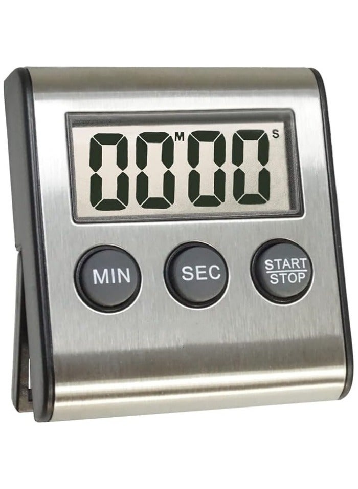 Elegant Stainless Steel Digital Kitchen Timer, Super Strong Magnetic Back, Large Display, Auto Memory and Shut-Off, Loud Alarm - Image 1