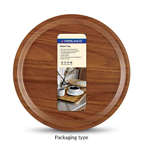Freelance Nature Kraft Serving Tray Walnut, 33 cm, Round-Nonslip Surface, Break-Resistant, Decorative Anti Skid Kitchen & Dining/CoffeeTable Trays for Breakfast/Food/TeaBrown-Made in Europe - Image 3