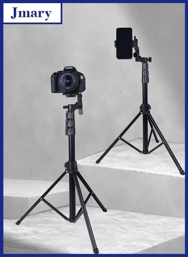 Jmary KP‑2206 Multi‑Functional Adjustable Portable Camera Tripod Stand | Lightweight Aluminium + ABS Combo for DSLR, Mirrorless, Smartphone & Fill‑Light | 360° Pan‑Tilt Ball Head, Quick‑Release Plate, Extendable to 169 cm, Ultra‑Portable (Black) - Image 1