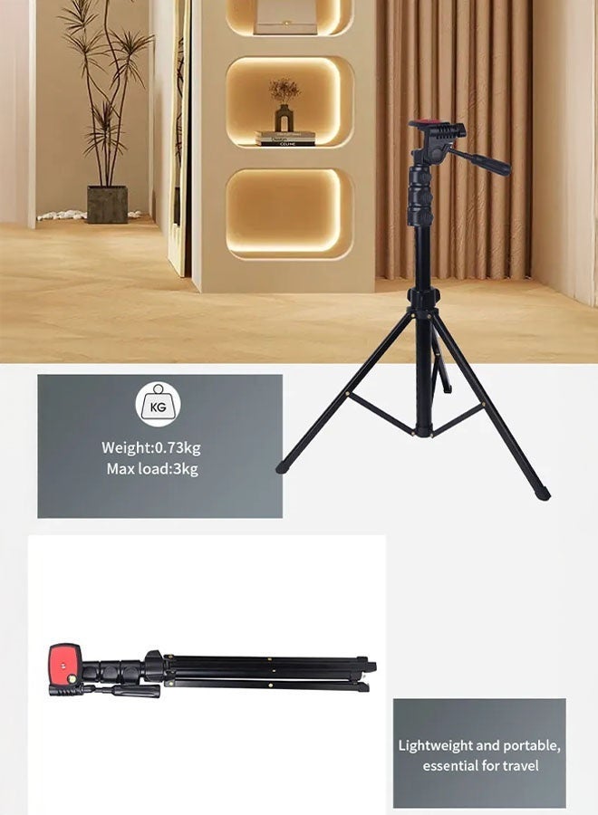 Jmary KP‑2206 Multi‑Functional Adjustable Portable Camera Tripod Stand | Lightweight Aluminium + ABS Combo for DSLR, Mirrorless, Smartphone & Fill‑Light | 360° Pan‑Tilt Ball Head, Quick‑Release Plate, Extendable to 169 cm, Ultra‑Portable (Black) - Image 5
