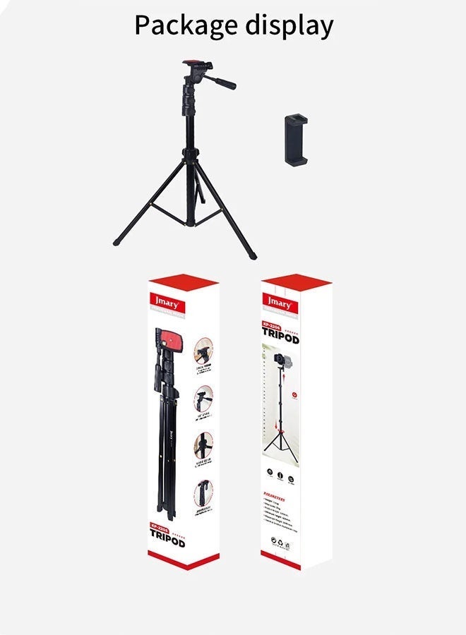 Jmary KP‑2206 Multi‑Functional Adjustable Portable Camera Tripod Stand | Lightweight Aluminium + ABS Combo for DSLR, Mirrorless, Smartphone & Fill‑Light | 360° Pan‑Tilt Ball Head, Quick‑Release Plate, Extendable to 169 cm, Ultra‑Portable (Black) - Image 2
