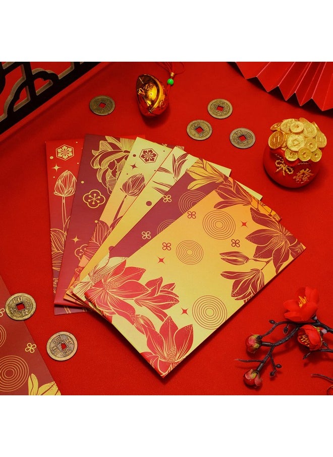 AnyDesign 48Pcs Chinese New Year Red Envelopes 6 Classic Design Red Gold Hong Bao Lotus Peony Floral Spring Festival Lucky Money Pocket For Party Wedding Chinese Lunar Year Supplies  - Image 4