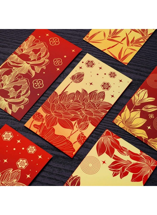 AnyDesign 48Pcs Chinese New Year Red Envelopes 6 Classic Design Red Gold Hong Bao Lotus Peony Floral Spring Festival Lucky Money Pocket For Party Wedding Chinese Lunar Year Supplies  - Image 5
